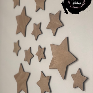 Wooden Wall Stars, Mixed Size, Self Adhesive, Nursery Decor, Wall Decor, Kids Room, Gift