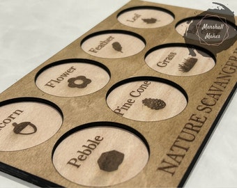 Wooden Nature Scavenger Hunt Board, Montessori Learning