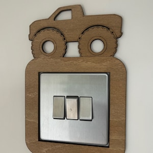 Monster truck light switch surround, Wall Decal, Kids Bedroom, Playroom, Home Decor, Monster truck Wall Decor