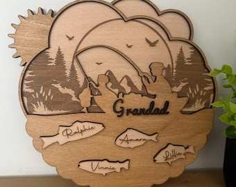 Personalised fishing gift, Gift for Grandad from his Grandchildren, Birthday, Fathers Day Fishing Gift for Dad, Fisherman Gift from Children