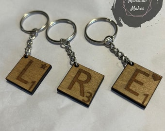 Wooden Initial Keyrings