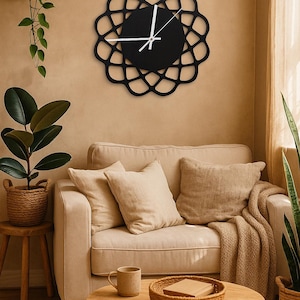Modern wooden clock, wooden clock, wall art, home decor, Lotus flower clock