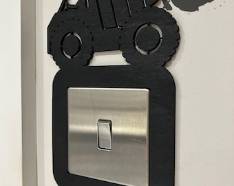 Construction Light Switch Surround – Digger Bedroom Decor – Boys Construction Room Wall Decor – Truck Nursery Light Switch Frame