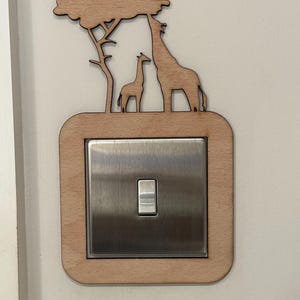 Wooden Safari Animals Light Switch Surround for Kids Room, Jungle Wild Animal Light Decoration, Light Cover Safari Nursery Decor, Baby Room