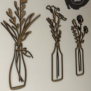 Wooden Spring Flower Wall Decor Set, Kitchen Wall Art, Boho Wall Decor, Flower Sign, Housewarming Gift, Living Room Wall Hanging