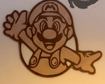 Testa di Super Mario in legno, Mario, Luigi, Toad, Yoshi, camera da letto da gioco, decorazione da parete, arte murale in legno