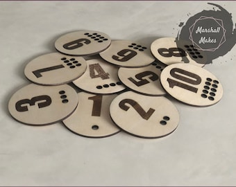 Wooden Number Counting Discs, Montessori Learning