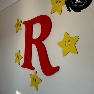 Wooden Super Mario Stars / Wall Hanging, Boys and Girls, Gaming Room Decor, Wall Art, Accessories