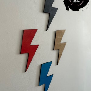 Wooden Lightning Bolt Wall Hanging, Boys and Girls Superhero Bedroom Decor, Wall Accessories, Superhero Bedroom