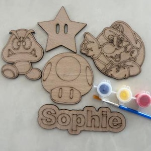 Paint your own Super Mario, Personalised gift box, Super Mario gift, Kids craft gift, stocking filler, present, Party favours, craft set