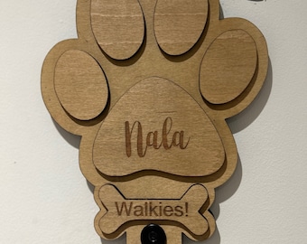 Personalised Dog Lead Hanger/ Hook | Custom Dog Lead Holder | Paw Print Hook
