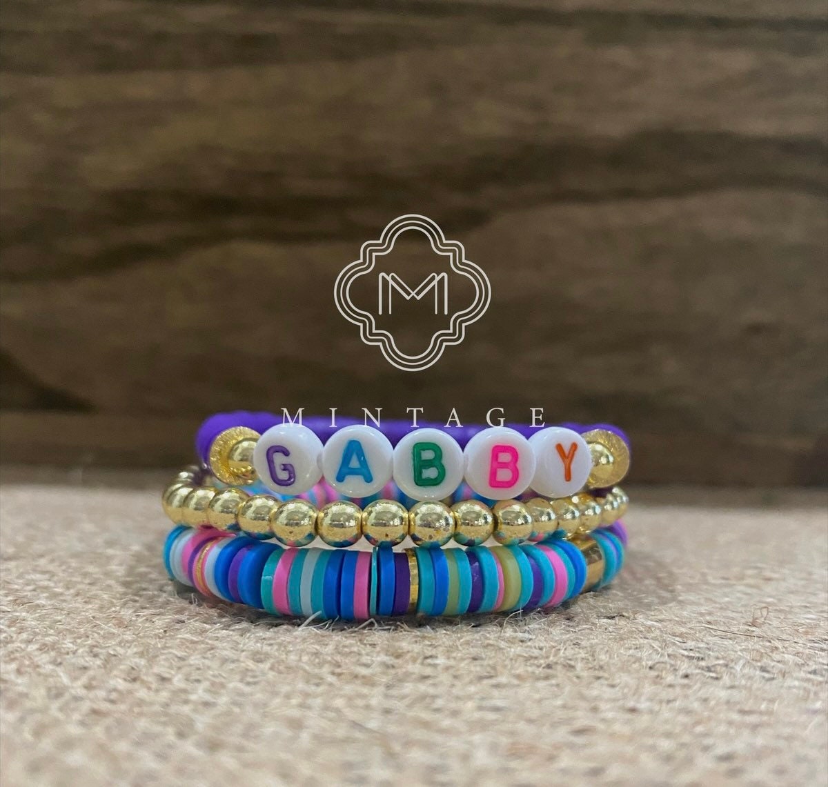 Fully Customizable Girls Alphabet Bracelet Stack