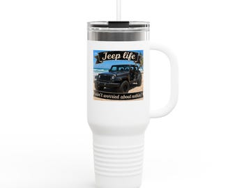 Taza térmica de viaje Jeep Life, 1,18 litros (40 oz) / Diseño de camión todoterreno