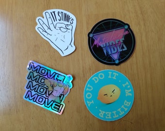 MST3k Stocking Stuffer Sticker Pack, Holographic Vinyl Funny Stickers