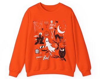 Retro Halloween Crewneck Sweatshirt, Spooky 80s 90s Style