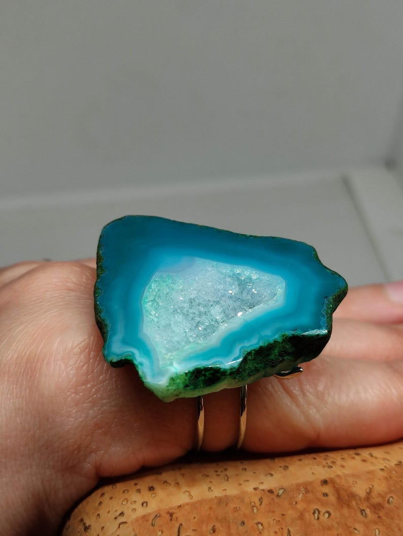 Geode Ring,raw Geode Ring,large Geode Ring, Raw Crystal Ring,large ...