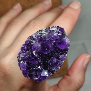 Oversized Raw Amethyst Ring,Extra Large Statement Jewelry, Natural Rough Crystal, Dramatic Cocktail Piece, Boho Gemstone Gift