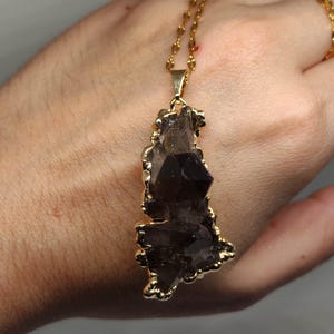 Smokey quartz necklace,Raw smoky quartz necklace,Smoky quartz point necklace,Raw gemstone necklace,Large gemstone pendant