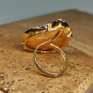 Geode ring, ruwe geode ring, grote geode ring, ruwe kristallen ring, grote cocktail ring, Rock ring, ruwe stenen ring, ruwe edelsteen ring afbeelding 8