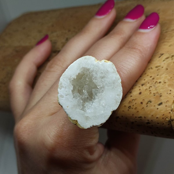 Made to order geode ring,Raw geode ring,Large geode ring, Raw crystal ring, Large cocktail ring, Rock ring,Rough stone ring