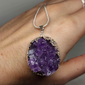 Amethyst necklace,Gem amethyst necklace,Raw amethyst necklace,Amethyst birthstone necklace,Natural amethyst crystal necklace