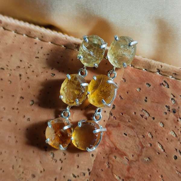 Raw citrine earrings,Citrine earrings silver,Yellow citrine earrings,Raw crystal drop earrings,Citrine drop earrings,Raw gemstone earrings