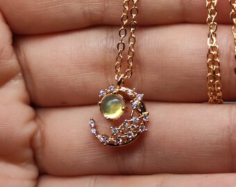 Collar de piedra lunar arcoíris – Piedra natal de junio Joyería minimalista, única, moderna y elegante