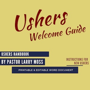 Usher&#39;s Handbook | Digital Material for Pastors, Ministers, and Church Staff | Guidelines for Welcome Team | Download Instantly