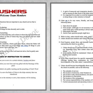 Church Usher Handbook | Welcome Team Guidelines (digital Download) - Etsy