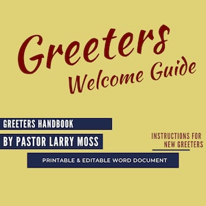 Greeter&#39;s Handbook | Digital Material for Pastors, Ministers, and Church Staff | Guidelines for Welcome Team | Download Instantly