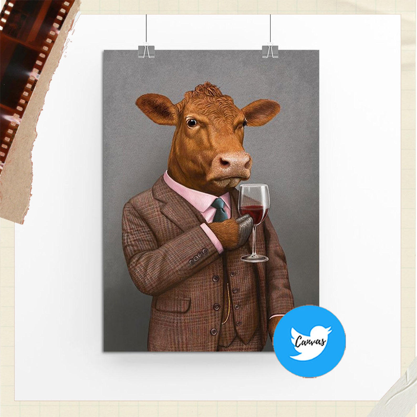 Funny Animals Cattle Canvas Manga Decoration Prints Poster Etsy