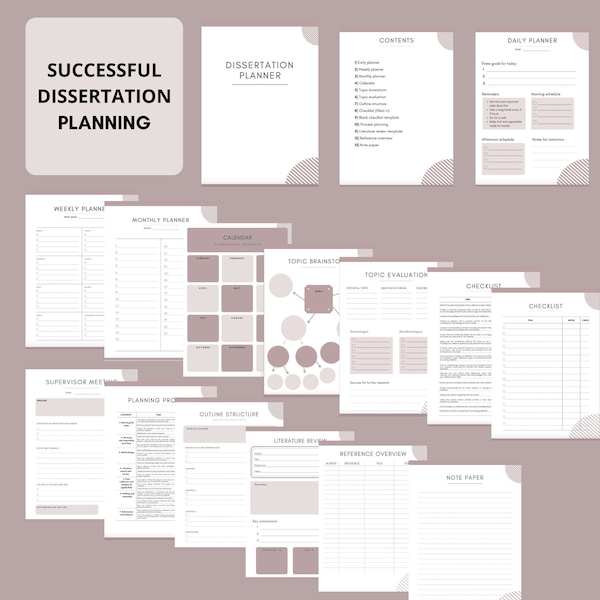 free dissertation planner Dissertation/thesis/study planner - digitally fillable and printable +15 pages