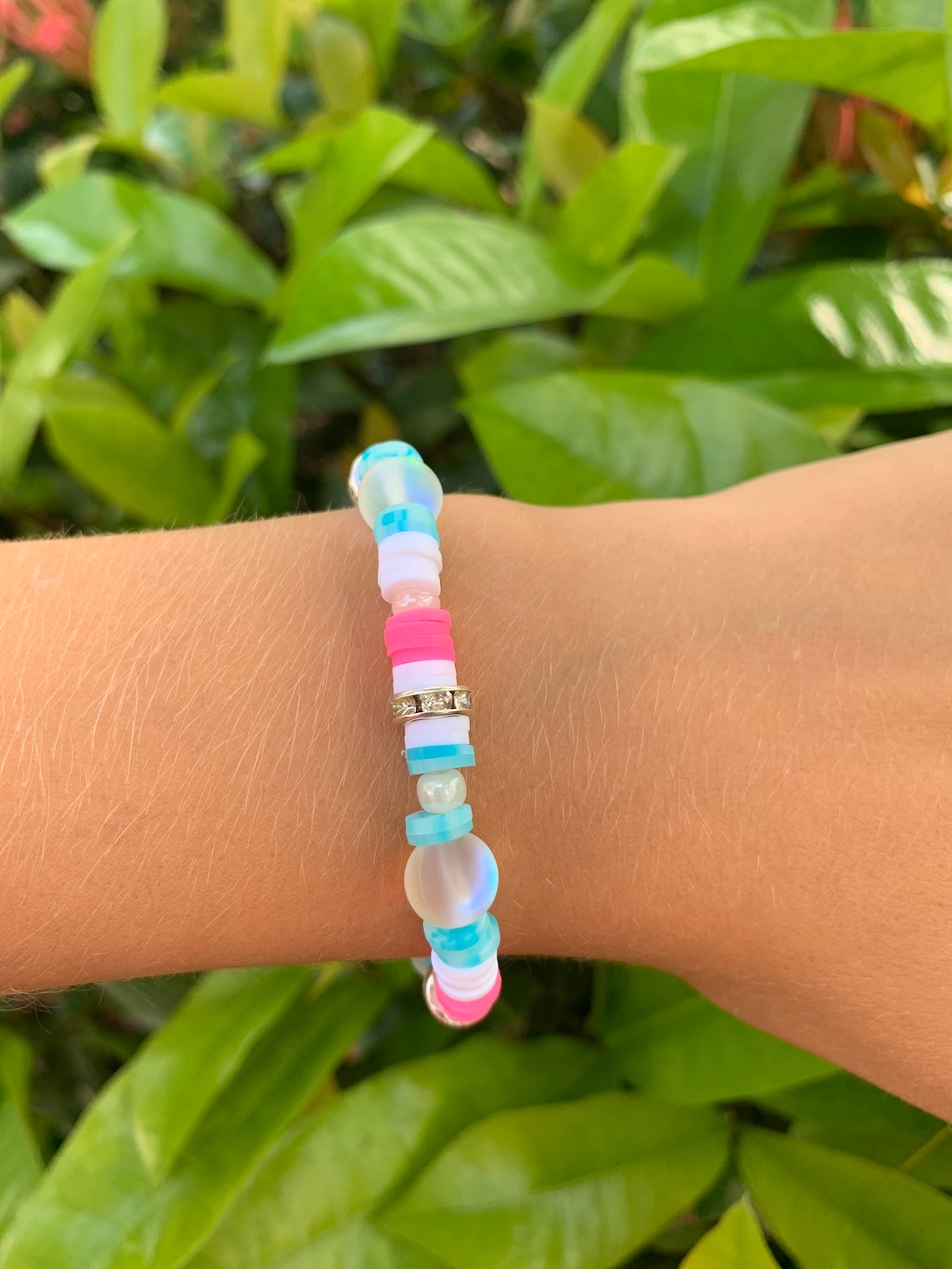 Flat and round bead preppy bracelet cotton candy bracelet Etsy