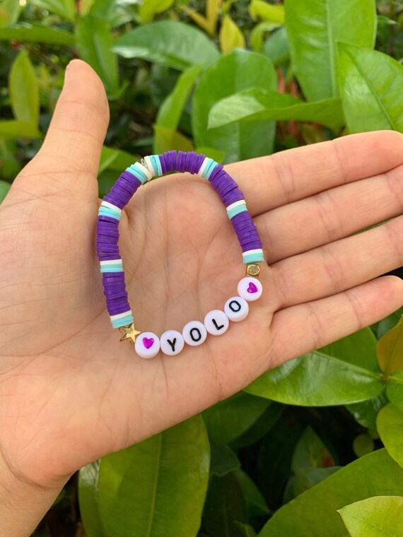 Flat bead preppy bracelet yolo bracelet aesthetic preppy Etsy