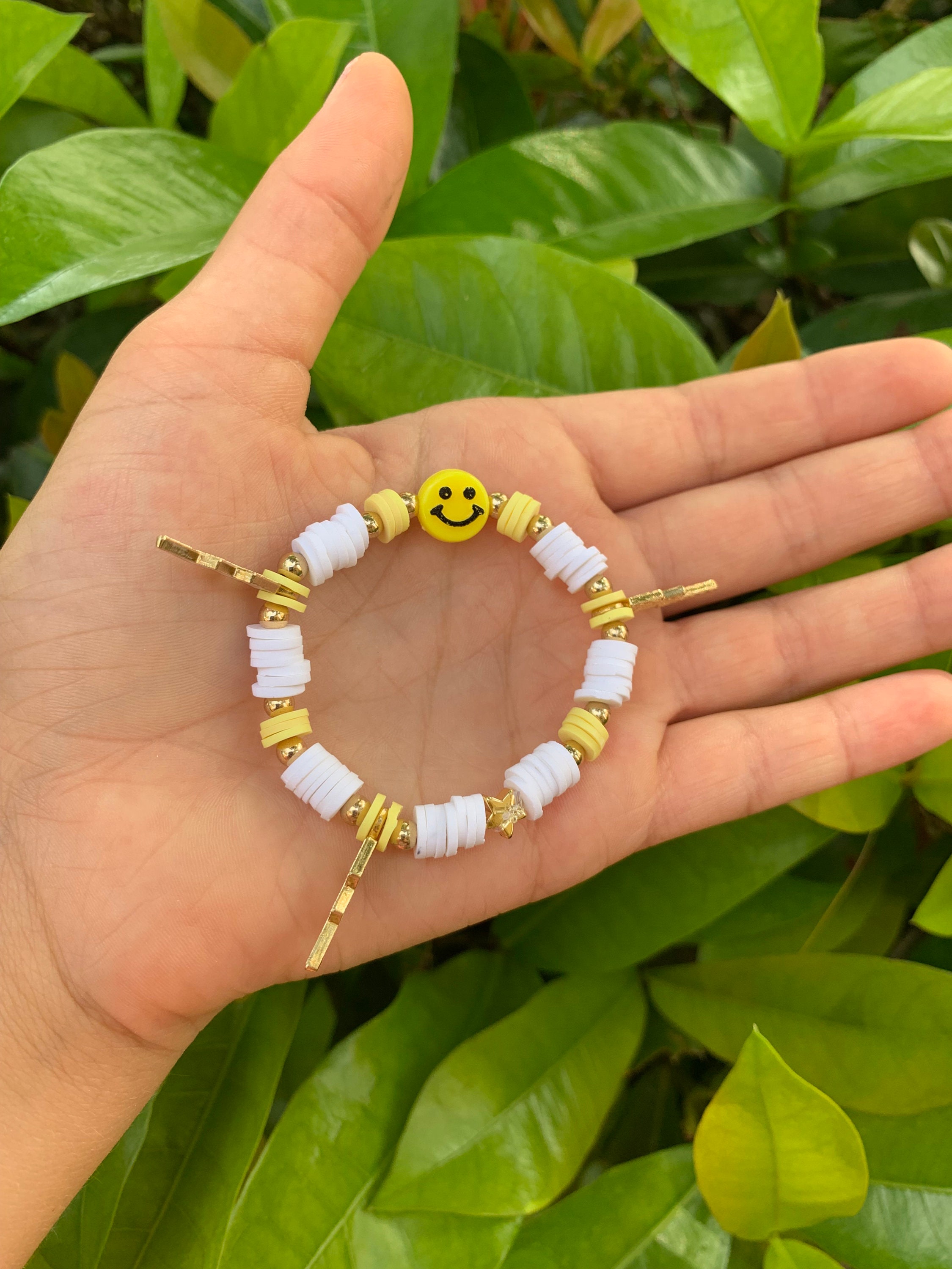Flat Bead Preppy Bracelet Smiley Bracelet Lightning Bolts Etsy