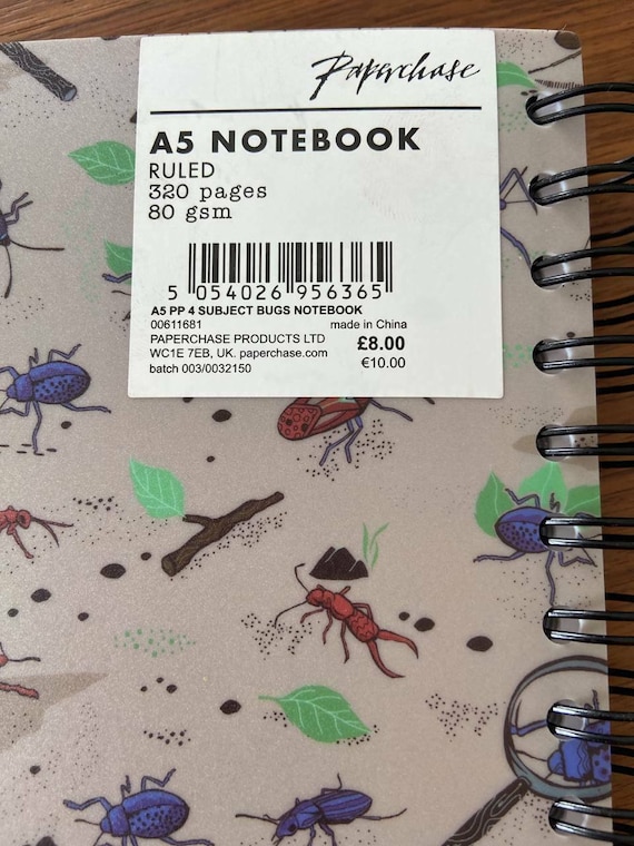 Paperchase A5 Subject Bugs Ruled Notebook Planner Journal Organiser With Dividers Back to School Etsy
