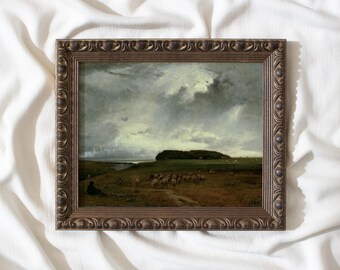 vintage art prints framed, moody antique wall art prints, vintage wall print, vintage landscape painting, framed print #51