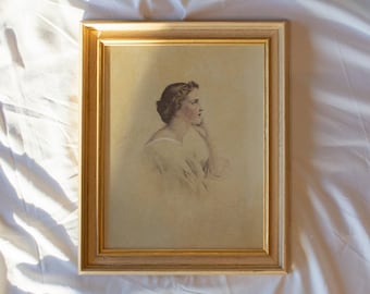 Edith #215 | Vintage Framed Wall Art Poster | Antique Art Prints | Vintage Portrait Sketch Art Portrait Framed | Printed Wall Art Vintage