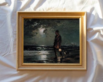 vintage framed art, vintage nautical landscape painting framed, framed vintage art, vintage wall art prints, vintage prints framed