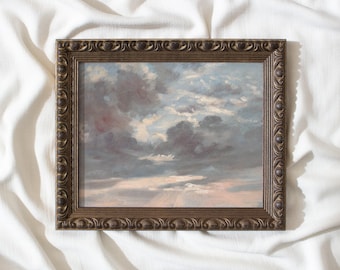 framed fine art print, vintage cloud painting, wall art prints, still life painting, antique cloud study painting, framed art print