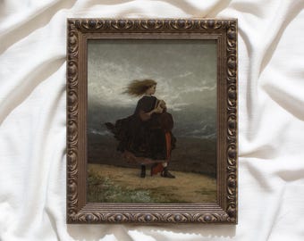 Windswept #125, vintage wall art prints framed, antique replica painting, antique wall art prints, vintage gold framed wall artwork print