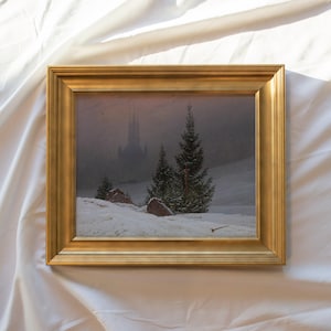 Prayers in the Cold #213 | Vintage Framed Wall Art Paintings | Antique Art Prints | Vintage Winter Landscape Painting Framed