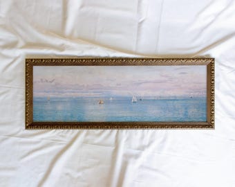 Britannia’s Realm #286 | 10x30 inch Panoramic Vintage Framed Wall Art Paintings | Antique Art Prints | Vintage Beach Print Landscape Framed
