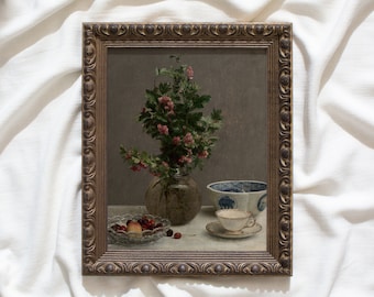 Bowl of Cherries #279 | Vintage Framed Wall Art Paintings | Antique Art Prints | Vintage Still Life Painting Framed