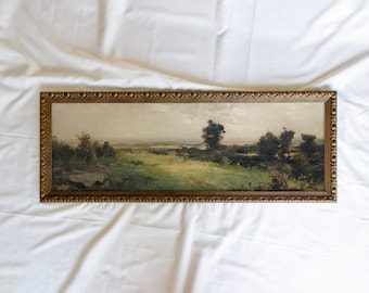 Housatonic Valley #98 | 10x30 inch Panoramic Vintage Framed Wall Art Paintings | Antique Art Prints | Vintage Landscape Painting Framed