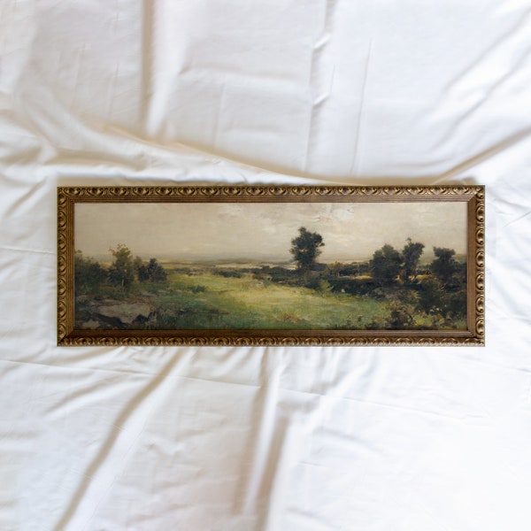 Housatonic Valley #98 | 10x30 inch Panoramic Vintage Framed Wall Art Paintings | Antique Art Prints | Vintage Landscape Painting Framed