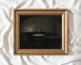 By Candle Light #227 | Vintage Framed Wall Art Paintings | Antique Art Prints | Vintage Landscape Painting Framed