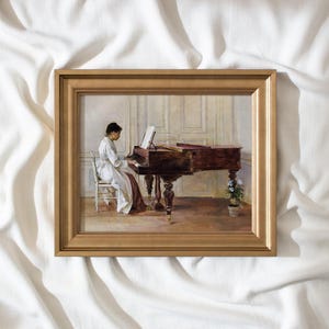vintage art prints framed, antique replica painting, antique wall art prints, vintage wall print, vintage piano painting, framed print