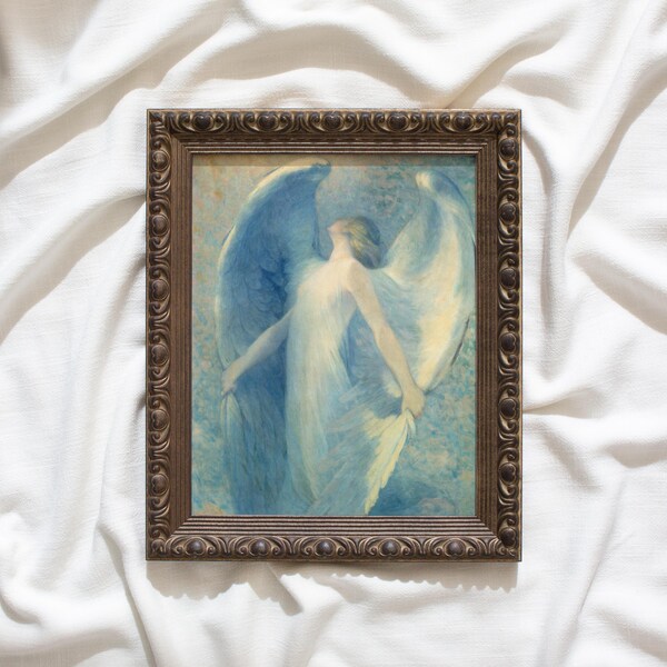 Heavenly Angel Wall Art | Vintage Angel Print Framed | Celestial Spiritual Decor | Antique Divine Artwork | Celestial Grace #94
