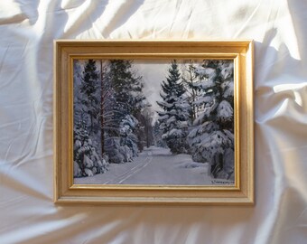 A Snowy Escape #245 | Vintage Framed Wall Art Paintings | Antique Art Prints | Vintage Winter Landscape Painting Framed